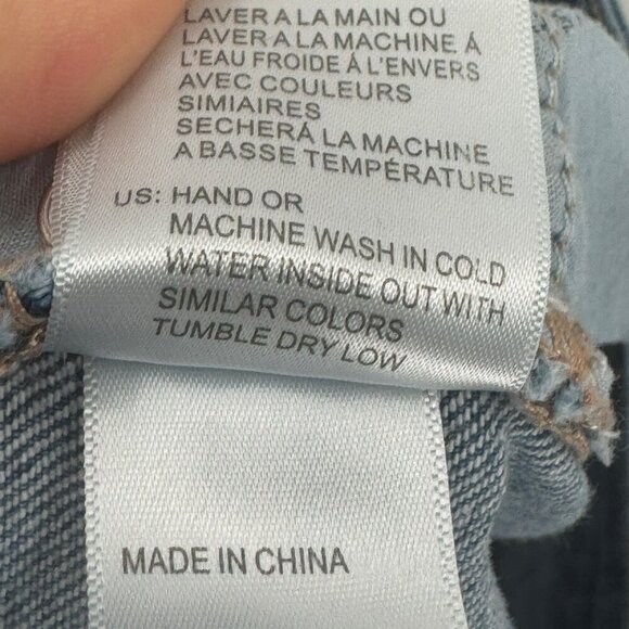 Articles Of Society Distressed Blue Denim Jeans Womens Size 30 Frayed Hem Croppe - Picture 7 of 9